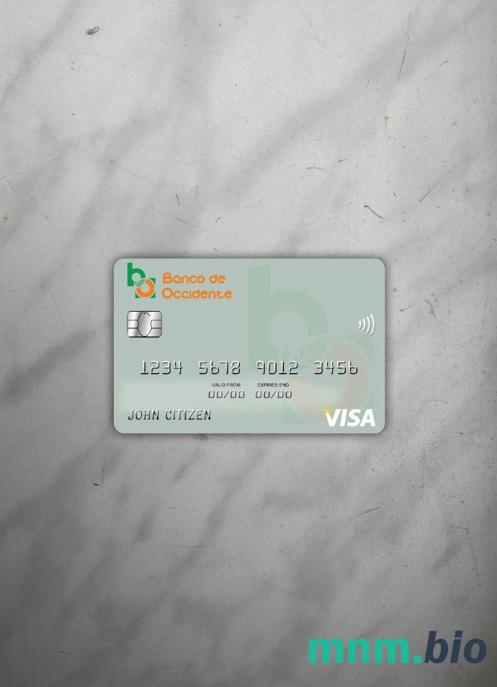 Honduras Banco de Occidente wygląd zdjęcia karty wizowej skan PSD + zdjęcie